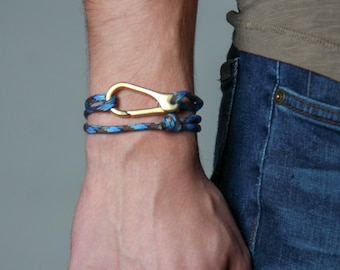 Personalized Paracord Bracelet Blue / Mens Jewelry / Unisex Wrap Bracelet / Rope Bracelet / Mens Accessories / One Size Fits All / Necklush