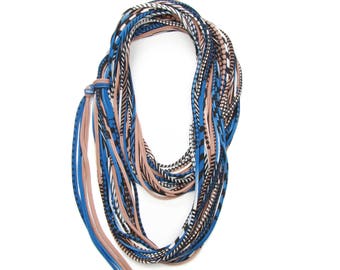 Unisex Infinity Schal Blau Braun Halskette / Mode Accessoires / Handgemachter Sommer schal / Freund Freundin Personalisiertes Geschenk / Necklush