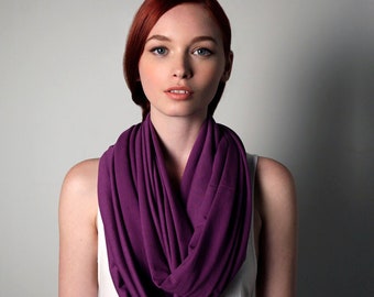 Purple Scarf / Chunky Circle Scarf / Women Gift for Her / Mom Gift for Wife / Spring Scarf / Soft Jersey Cotton / Necklush