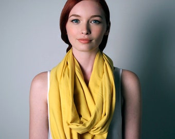 Yellow Scarf / Womens Gift for Her / Women’s Fashion / Wife Gift for Mom / Mothers Day Gift / Cotton Infinity Scarf Wrap / Necklush