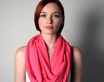 Pink Scarf / Womens Gift for Her / Mothers Day Gift / Wife Gift for Mom / Cotton Infinity Scarf Pink Wrap / Women’s Fashion / Necklush