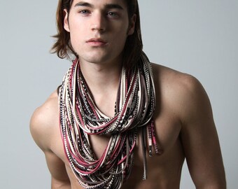 Mens Scarf / Burgundy Red Scarf / Burning Men Clothing Man / Personalized Gift / Boyfriend Gift Idea / Infinity Scarf Men Gift / Necklush