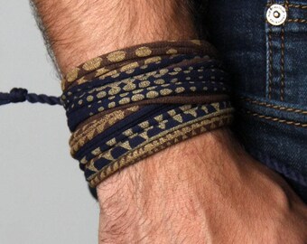 Handmade Cotton Wrap Bracelet: Burning Men Style, Personalized Initial Cuff