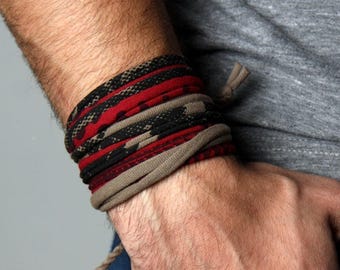 Personalized Cotton Cord Bracelet: Maroon Red Brown, Antiqued Brass