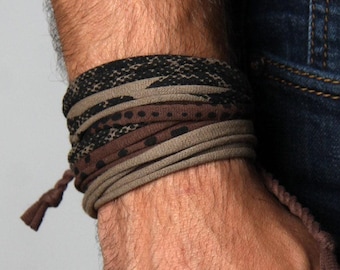 Hand-Printed Cotton Jersey Bracelet: Burning Men Festival Jewelry