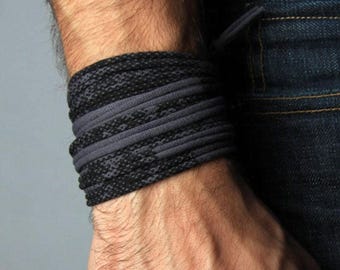 Rustic Boho Cotton Wrap Bracelet: Personalized Burning Men Jewelry