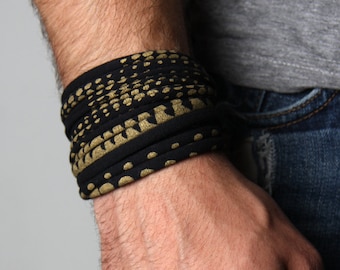 Handmade Cotton Jersey Unisex Bracelet with Unique Print - Mens Bracelets - Burning Men Festival Jewelry Boyfriend Gift - Necklush