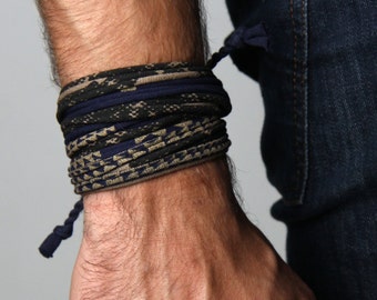 Handmade Unisex Bracelet - Cotton Jersey - Antique Brass Finish - Trendy - Customized Mens Bracelet