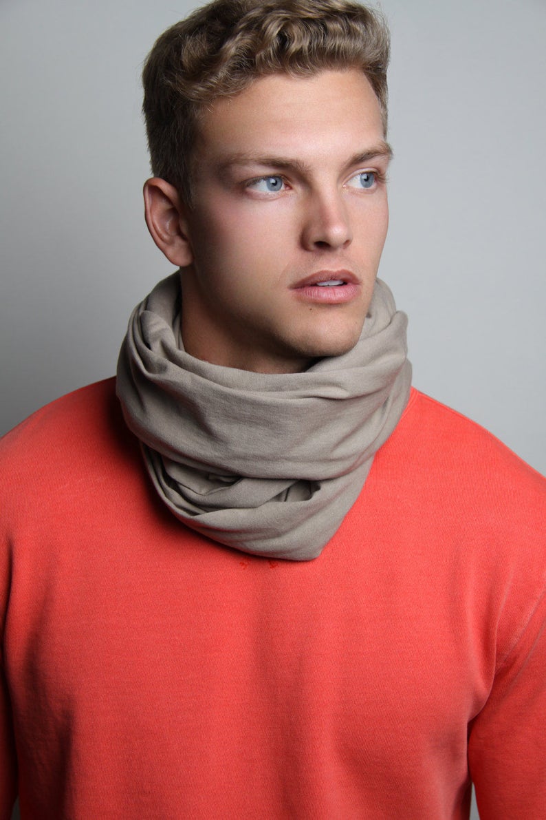 Mens Scarf Oversized Men's Infinity Scarf Beige Brown Etsy UK