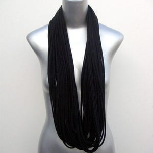 Unisex Black Cotton Jersey Cowl Scarf Necklace - Winter Necklush for Personalized Gifts