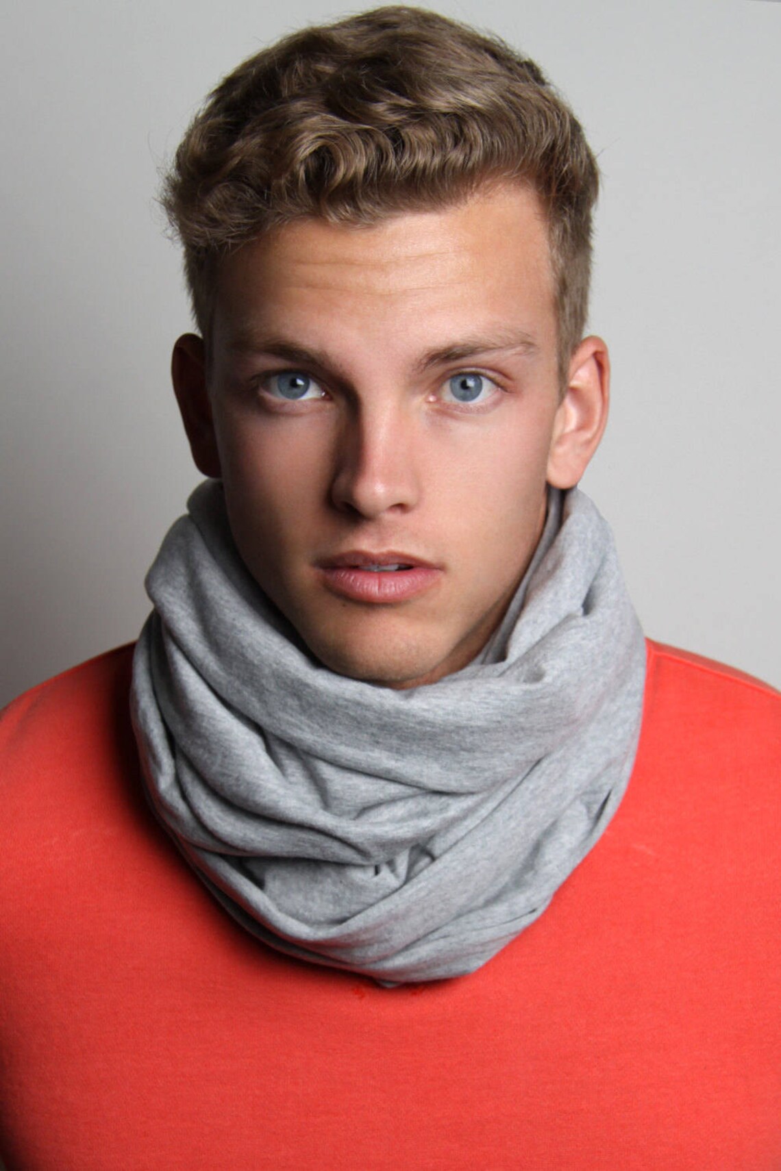 Light Grey Cotton Scarf Men Lightweight Scarf Light Grey Etsy