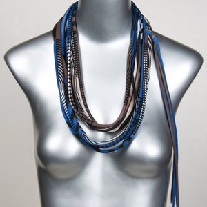 Blue Summer Scarf / Men’s Burning Men Costume / Blue Brown Skinny Scarf / Festival Outfit / Necklace for Men / Unisex / Necklush