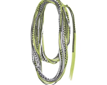 Handmade Green Fabric Necklace: Geometric Print Scarf