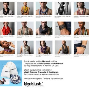 Grey & Black Scarf / Burning Men Clothing Festival Man Necklace / Personalized Gift / Bohemian Man Festival Clothing / Necklush image 5