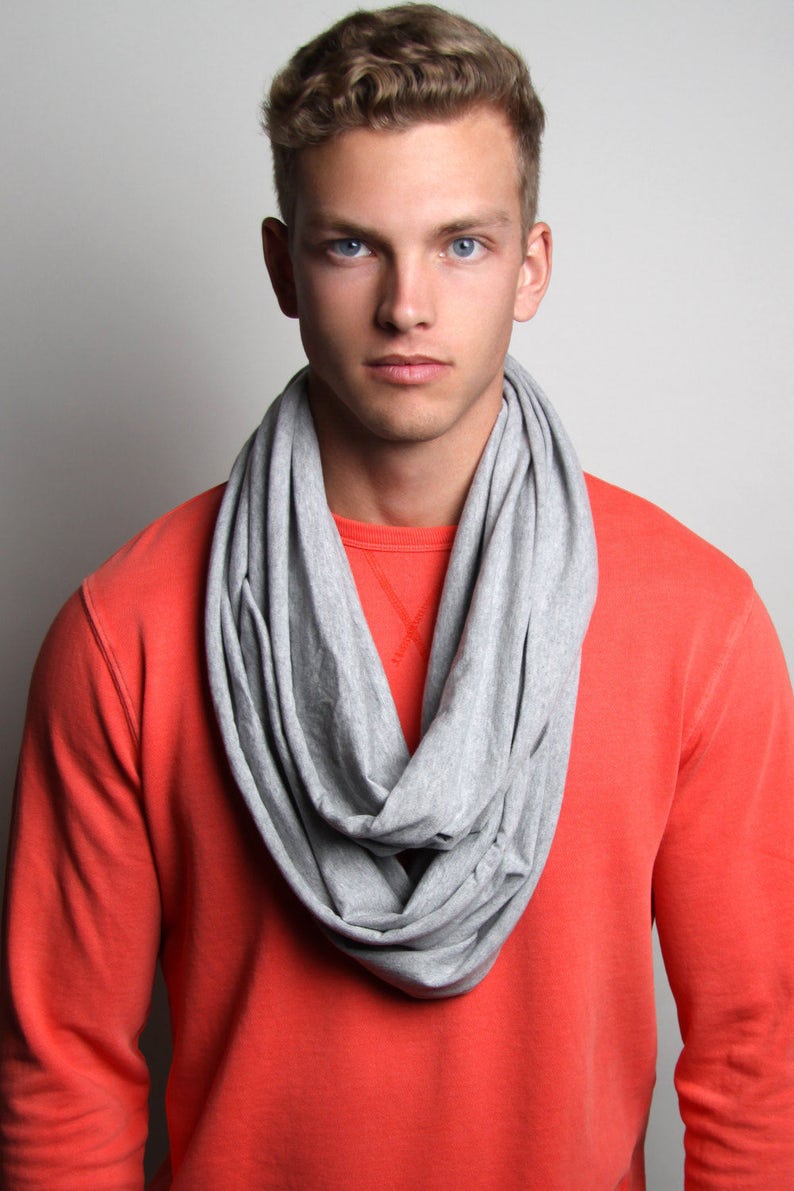 Light Grey Cotton Scarf Men Lightweight Scarf Light Grey Etsy