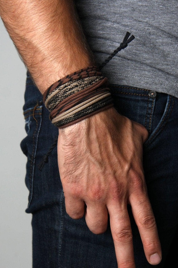 Personalized Men's Bracelet: Unique Boyfriend Gift, Brown Cotton  Customizable Wristband for Him