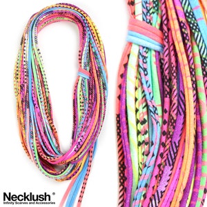 Handmade Neon Summer Scarf / Unisex Infinity Scarf Necklace / Fashion Accessories / Boyfriend Girlfriend Personalized Gift / Necklush