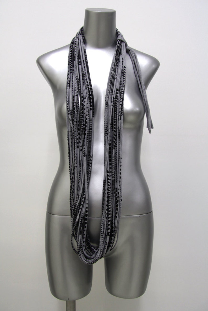 Grey scarf for man festival clothing mens burning men costume men/'s necklace rave outfit boho fashion steampunk jewerly festival gear