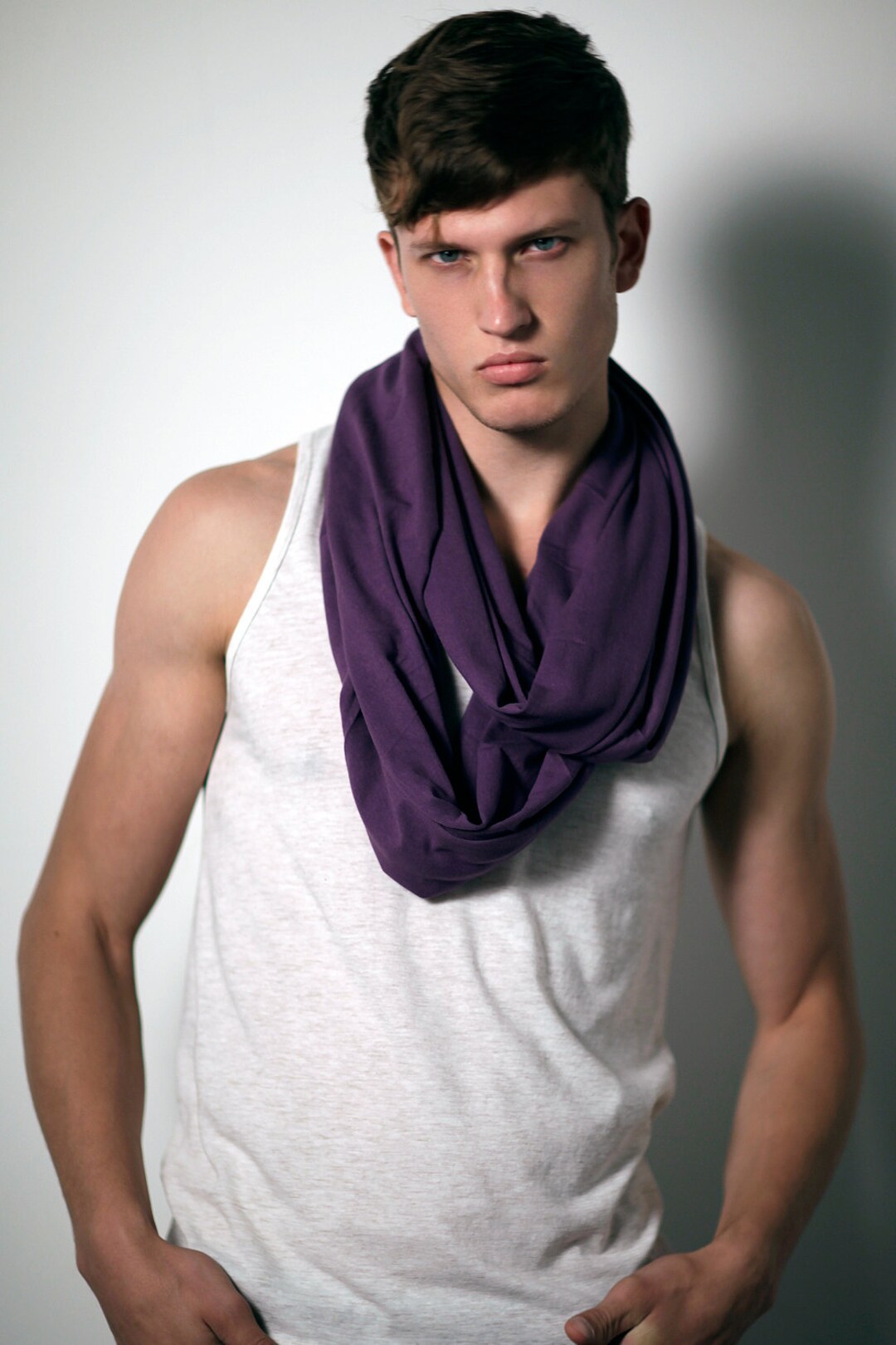 新作モデル Cotton Soft – Purple in Scarf Men's Jersey Seasons All for Clothing