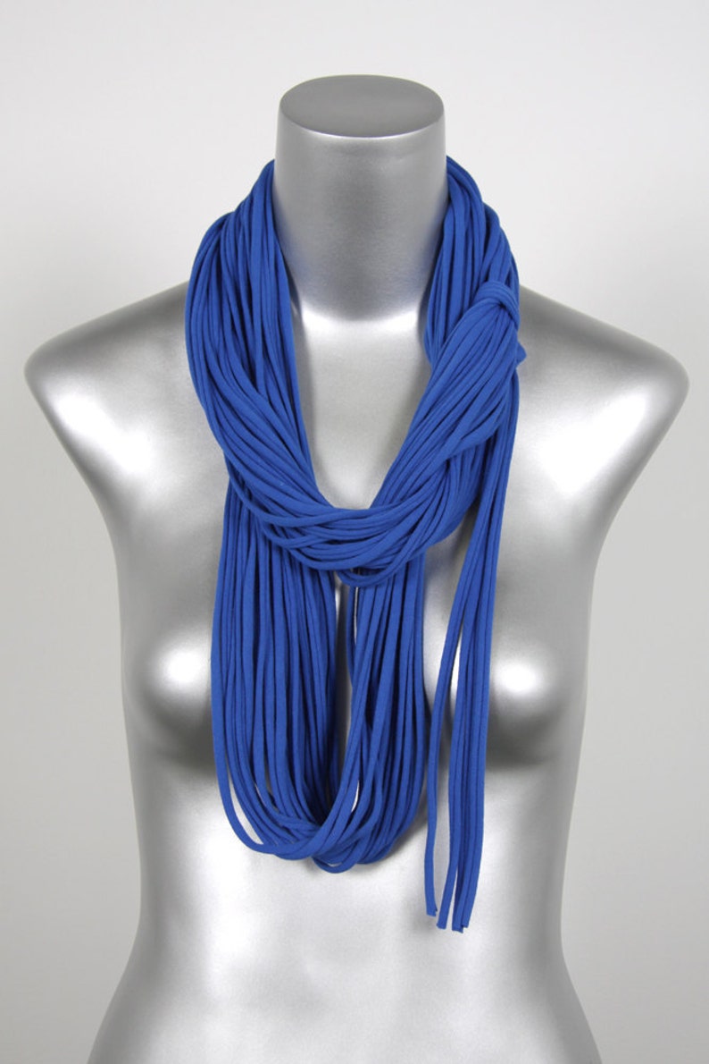 Blue Scarf / Personalized Gift for Her / Fashion Accessories / Infinity Scarf / Girlfriend Gift for Women / Cotton / Handmade / Necklush image 3