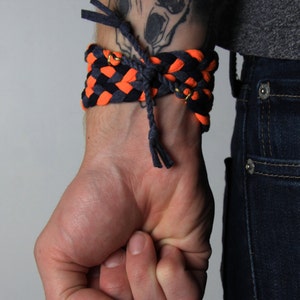 Mens Bracelet Orange Braided Bracelet Cuff Bracelet Woven Wrap Jewelry Burning Men Festival Mens Boyfriend Birthday Gift for Men Z image 3