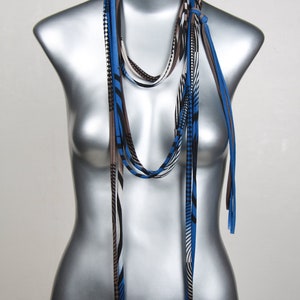 Blue Summer Scarf / Men’s Burning Men Costume / Blue Brown Skinny Scarf / Festival Outfit / Necklace for Men / Unisex / Necklush