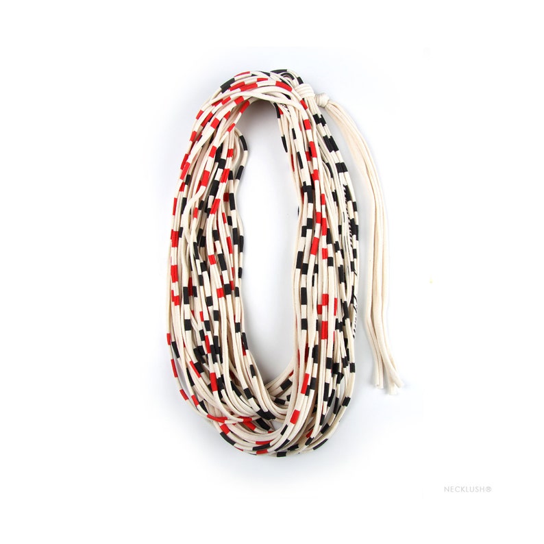 Unique Handcrafted Loop Scarf in Red and Black | Unisex Infinity Scarf | Fashionable Circle Scarf