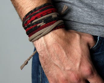 Personalized Mens Cotton Wrap Bracelet: Bohemian Style