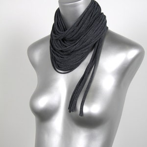 Charcoal Grey Scarf / Personalized Gift for Her / Girlfriend Gift for Women / Fashion Accessories / Infinity Scarf / Handmade / Necklush image 3