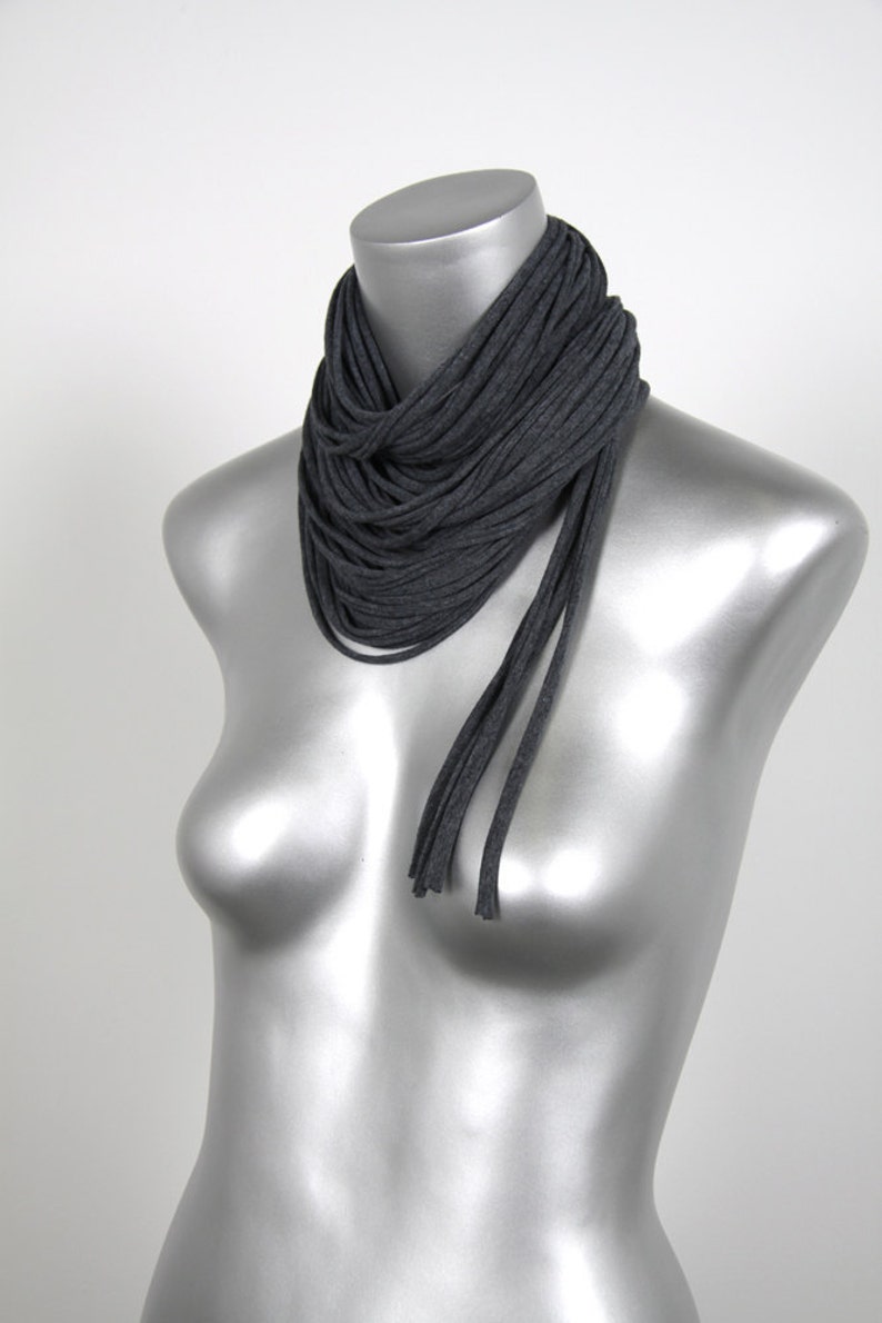 Charcoal Grey Scarf / Personalized Gift for Her / Girlfriend Gift for Women / Fashion Accessories / Infinity Scarf / Handmade / Necklush image 3