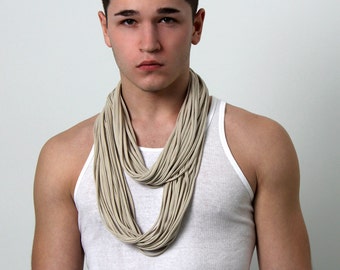 Beige Scarf / Mens Scarf / Personalized Gift / Burning Men Clothing Men / Boyfriend Gift Idea / Birthday Gift Man Jewelry