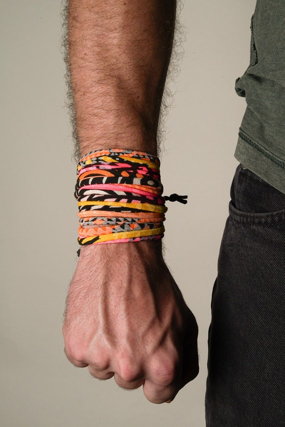 Boho Inspired Unisex Bracelet Hand Printed Cotton Jersey Antiques Brass Finishings Personalized Mens Bracelet Etsy Australia