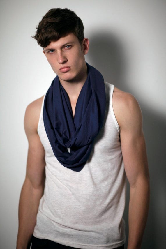 Spring Infinity Male Scarf Unisex Dark Blue Infinity Scarf