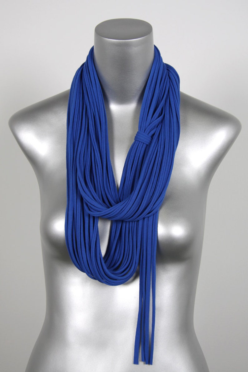 Blue Scarf / Personalized Gift for Her / Fashion Accessories / Infinity Scarf / Girlfriend Gift for Women / Cotton / Handmade / Necklush image 2