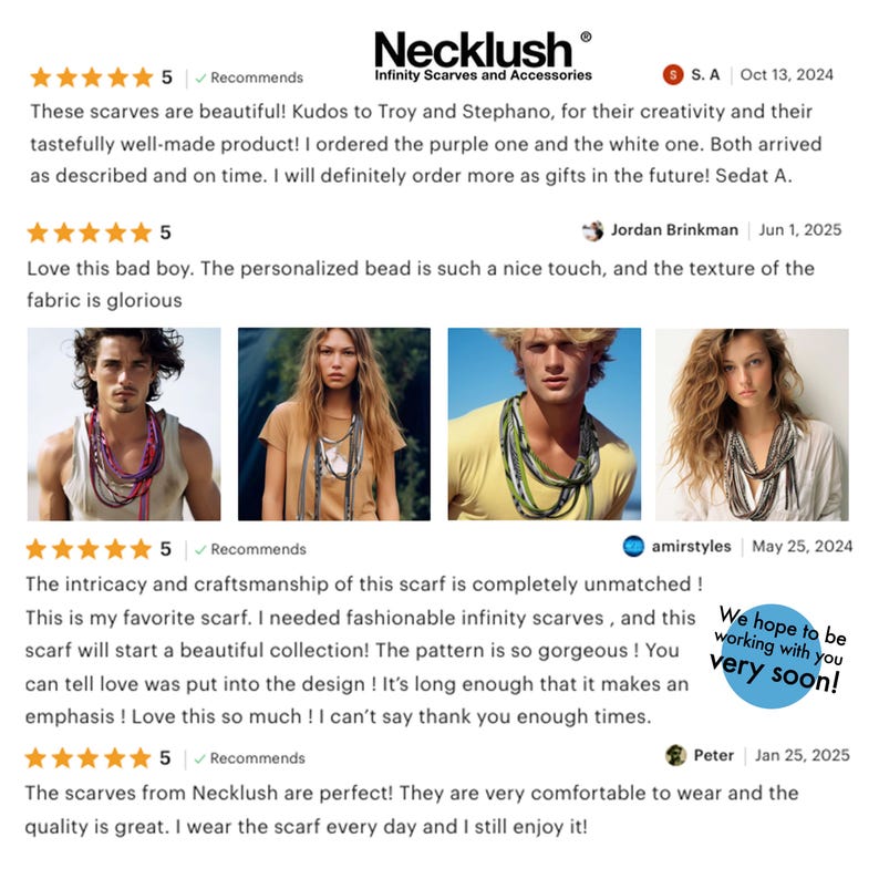 A few recent reviews of Necklush by our clients here on Etsy.