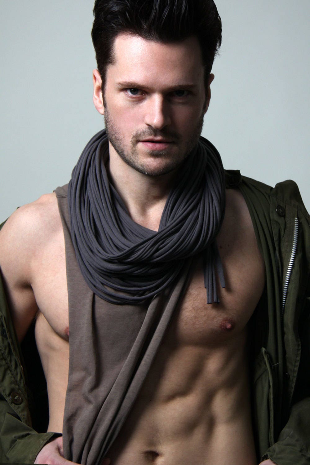 Grey scarf for man festival clothing mens burning men costume men/'s necklace rave outfit boho fashion steampunk jewerly festival gear