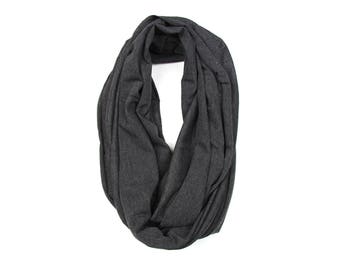 Mens scarf dark grey infinity scarf for men women unisex gray Spring scarves circle scarfs / Necklush Spring Scarf Summer Scarves