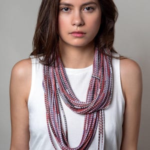 Stylish Dark Red Cotton Jersey Necklush: Lightweight Winter Scarf Accessory, Personalized Gift for Women