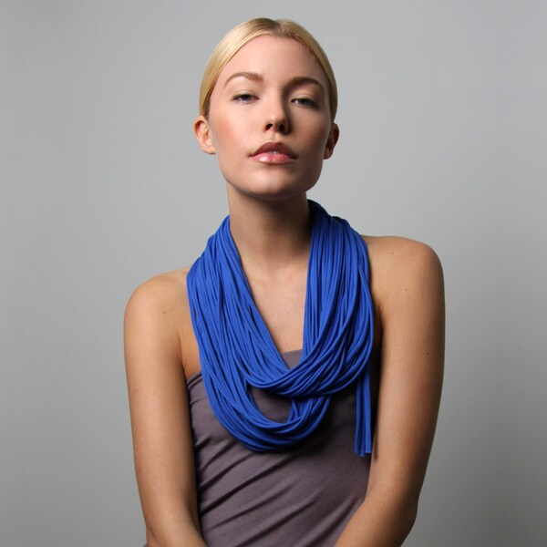 Blue Scarf / Personalized Gift for Her / Fashion Accessories / Infinity Scarf / Girlfriend Gift for Women / Cotton / Handmade / Necklush