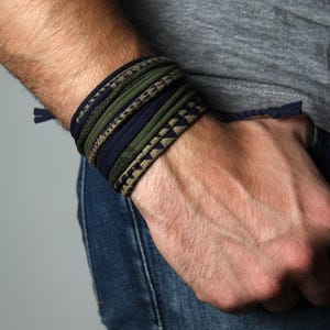 Hand Printed Cotton Wrap Bracelet: Unisex Bohemian Accessory