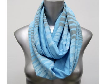 Blue scarf womens infinity scarf, handmade cotton scarves for women, oversized Spring scarf, unisex chunky warm circle scarfs / Necklush