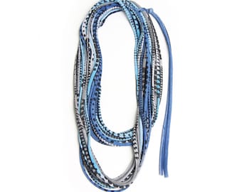 Personalized Blue Necklace / Handmade Scarf / Burning Men Style / Personalized Gift / Festival Fashion Accessory / Necklush