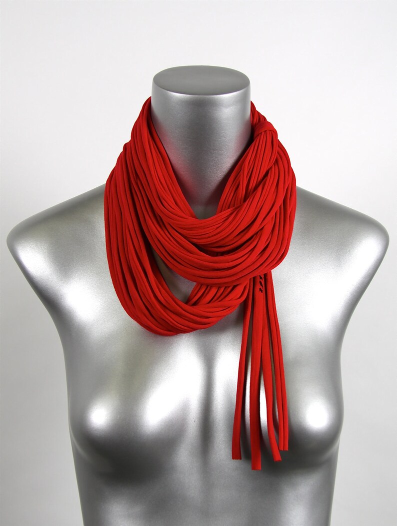 Necklush Infinity Scarf Necklace - Handmade Scarves - Red Scarf - Men Women Unisex