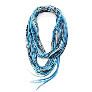 Collana con sciarpa infinita blu boho, cotone tribale (unisex, fatta a mano)