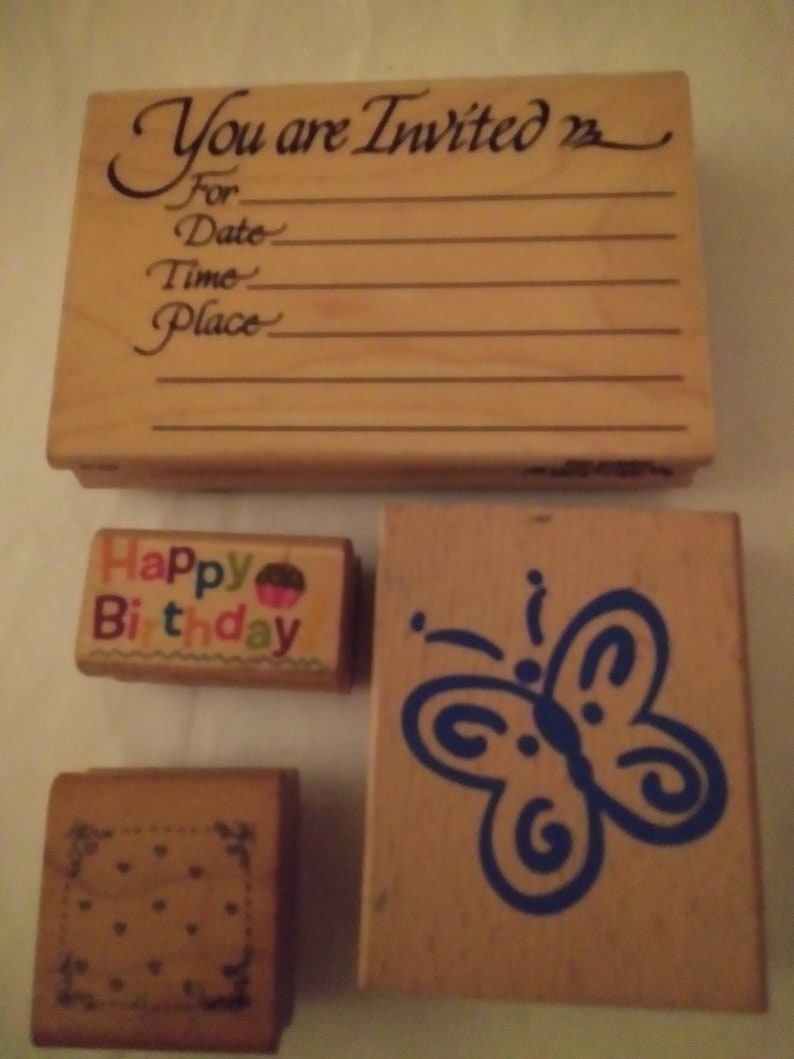 Mounted Rubber Stamps Party Invite scrapbook Invitations Birthday