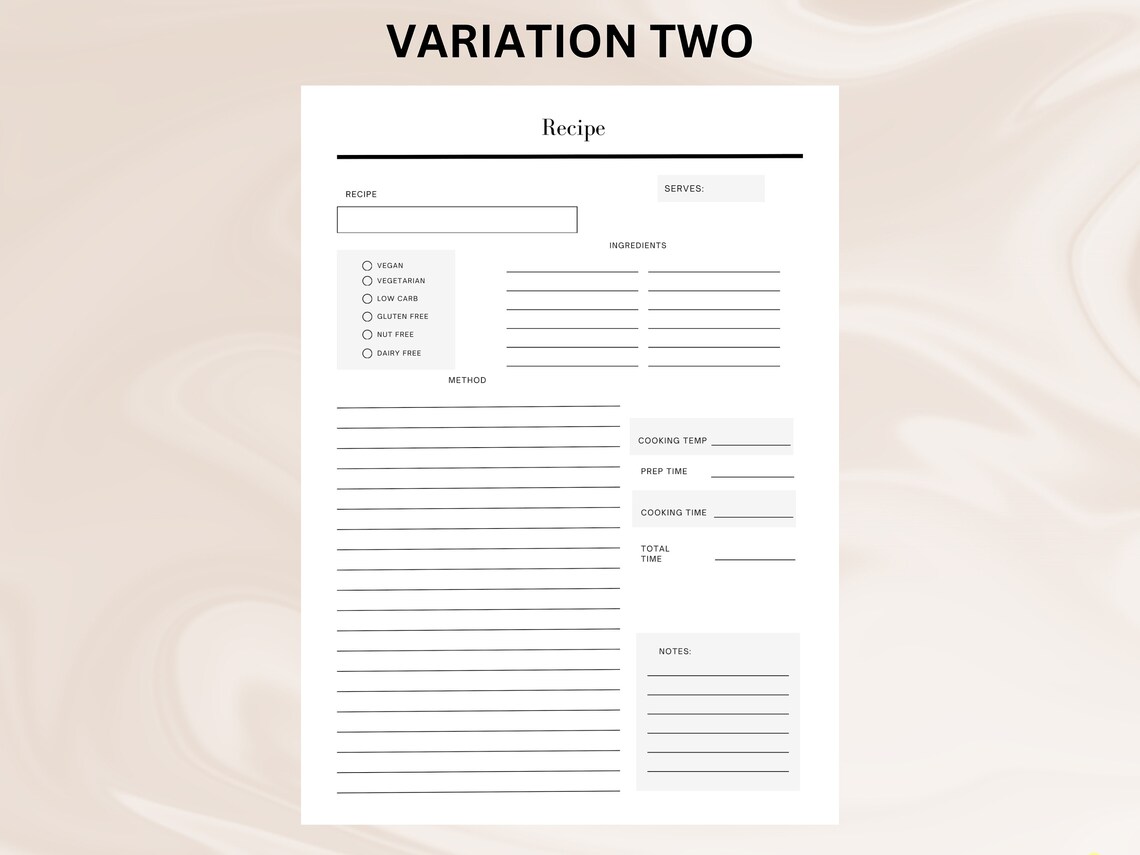 Recipe Book Template, Printable Recipe Template, Blank Template, A4/a5/letter/, Recipe Organiser ...