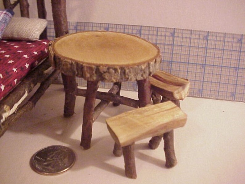 Rustic Miniature Dollhouse Furniture Set Log Cabin 1 inch Etsy