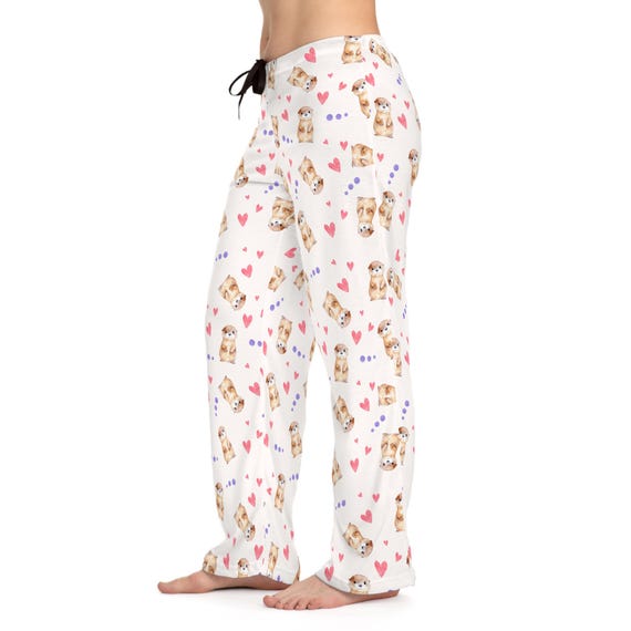 Otter Heart Print Womens Pajama Pants Cute Sleepwear Etsy Canada