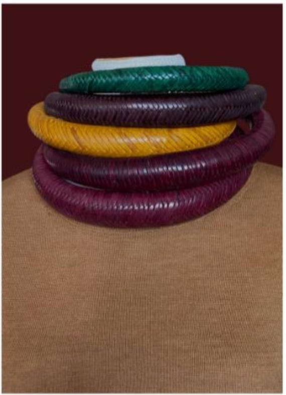 Tuareg Style Large Chunky Woven Leather Necklace • African Statement Jewelry