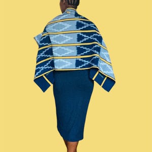 Aina Shrug in Baoulé Ikat Pattern Cloth – Handwoven Bolero with Sleeves | Blue Meridian
